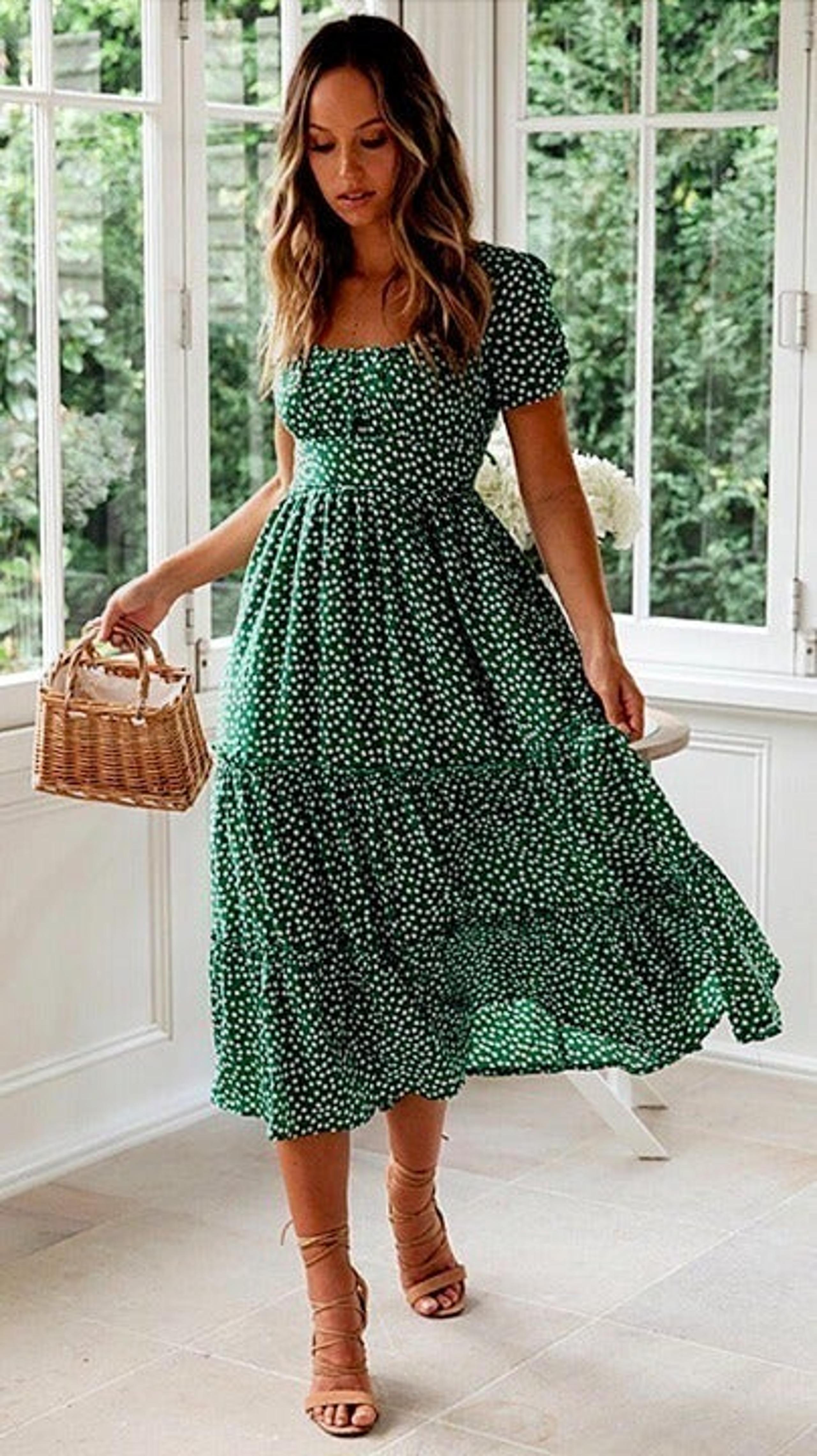 Boho Floral Print Long Midi Dress XXL