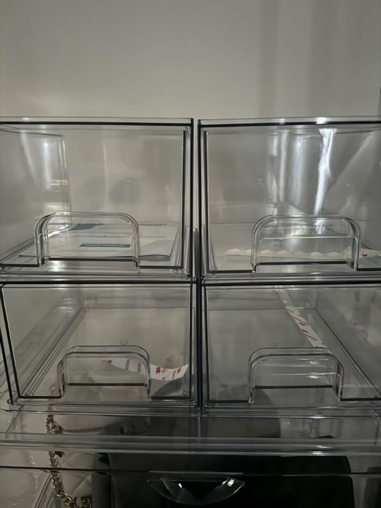 4 Pack Clear Stackable Storage Drawers, 4.4'' Tall Acrylic Bathroom Makeup
