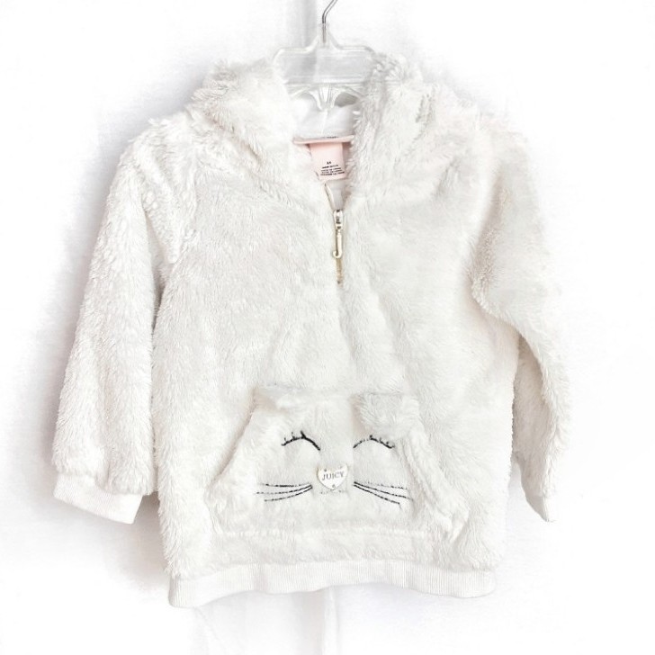 JUICY COUTURE Fluffy Faux Fur Cat Sweater Jacket Size 3T