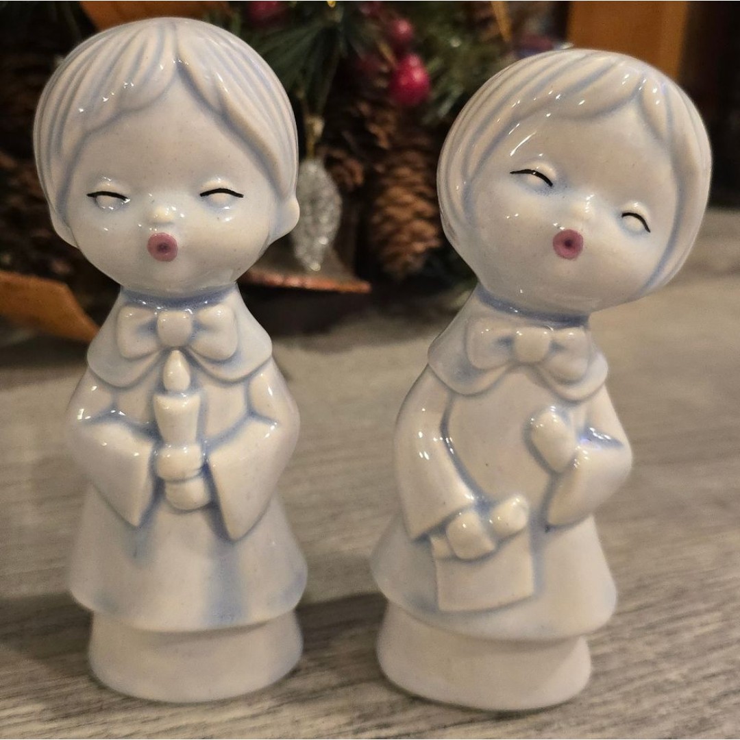 Vintage Studio Pottery Singing Kids Ceramic Figurines Signed by Suzi
