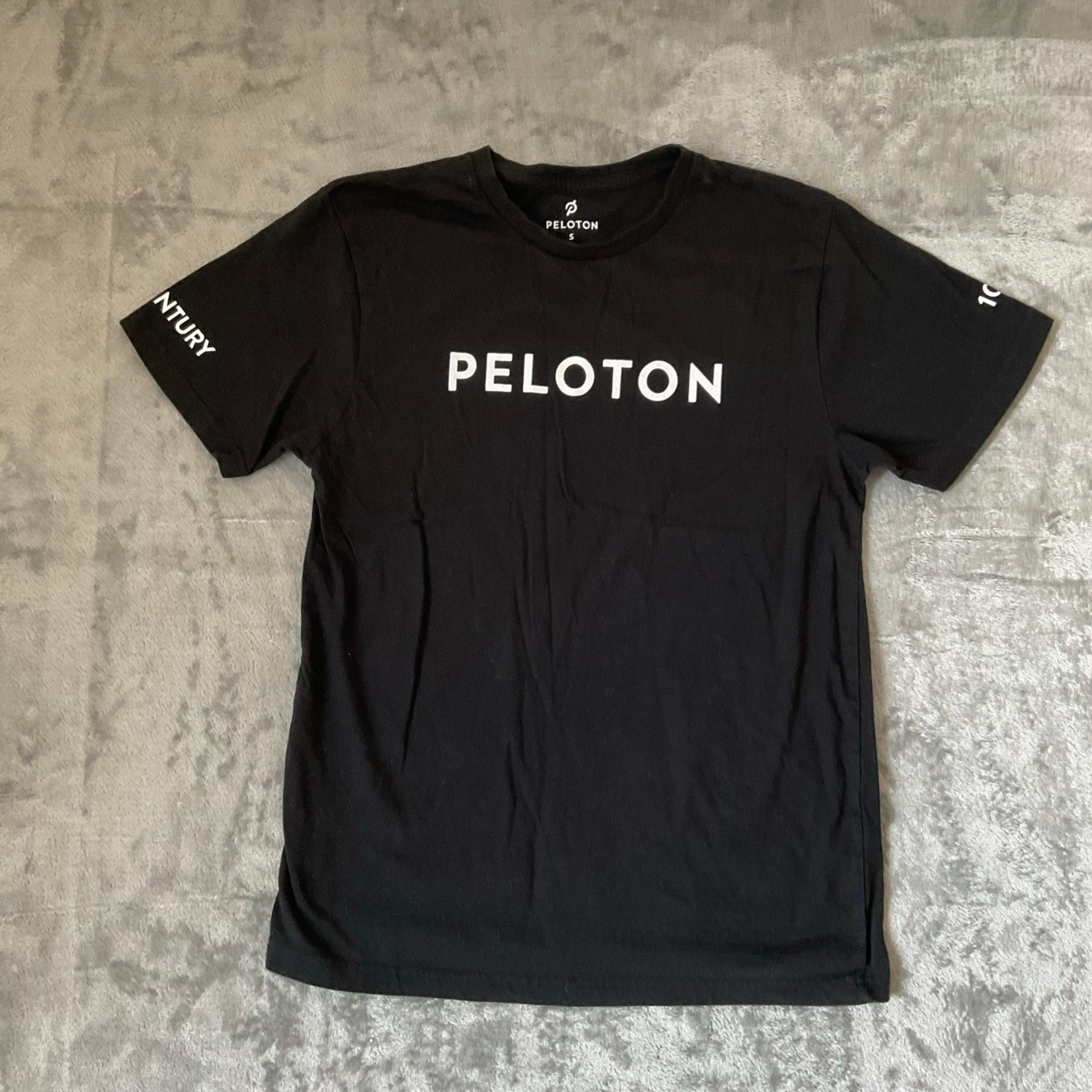 PELOTON Bike Cycling Run Black Century 100 Rides T-Shirt Women's Size SMALL #441