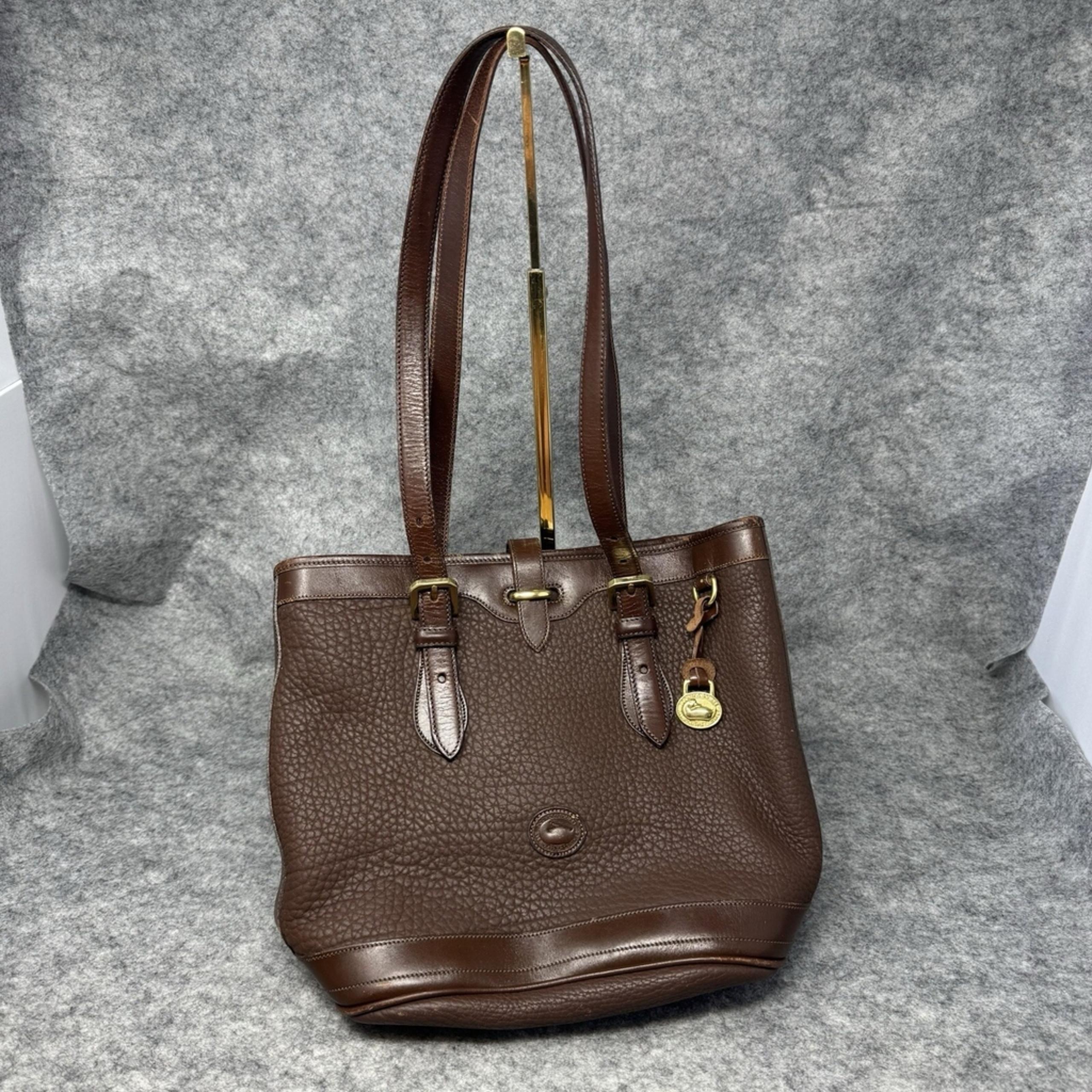 VTG Dooney & Bourke Bucket Tote Handbag Pebbled Leather Brown MADE IN USA Bag