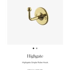 Waterworks Highgate Single Robe Hook Unlacquered Brass Style: MDRH35UB
