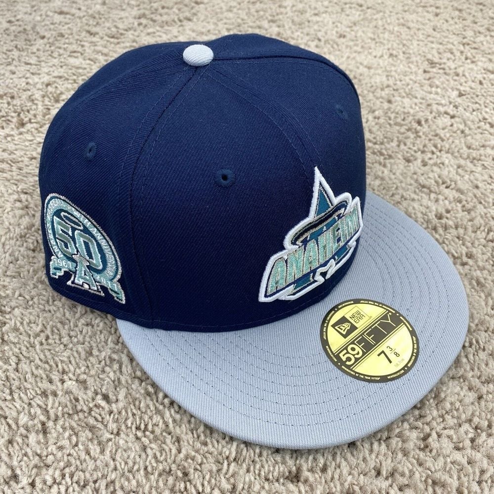 Anaheim Angels New Era 59Fifty Hat Blue 50th Anniversary Fitted 7 3/8 Cap Rare