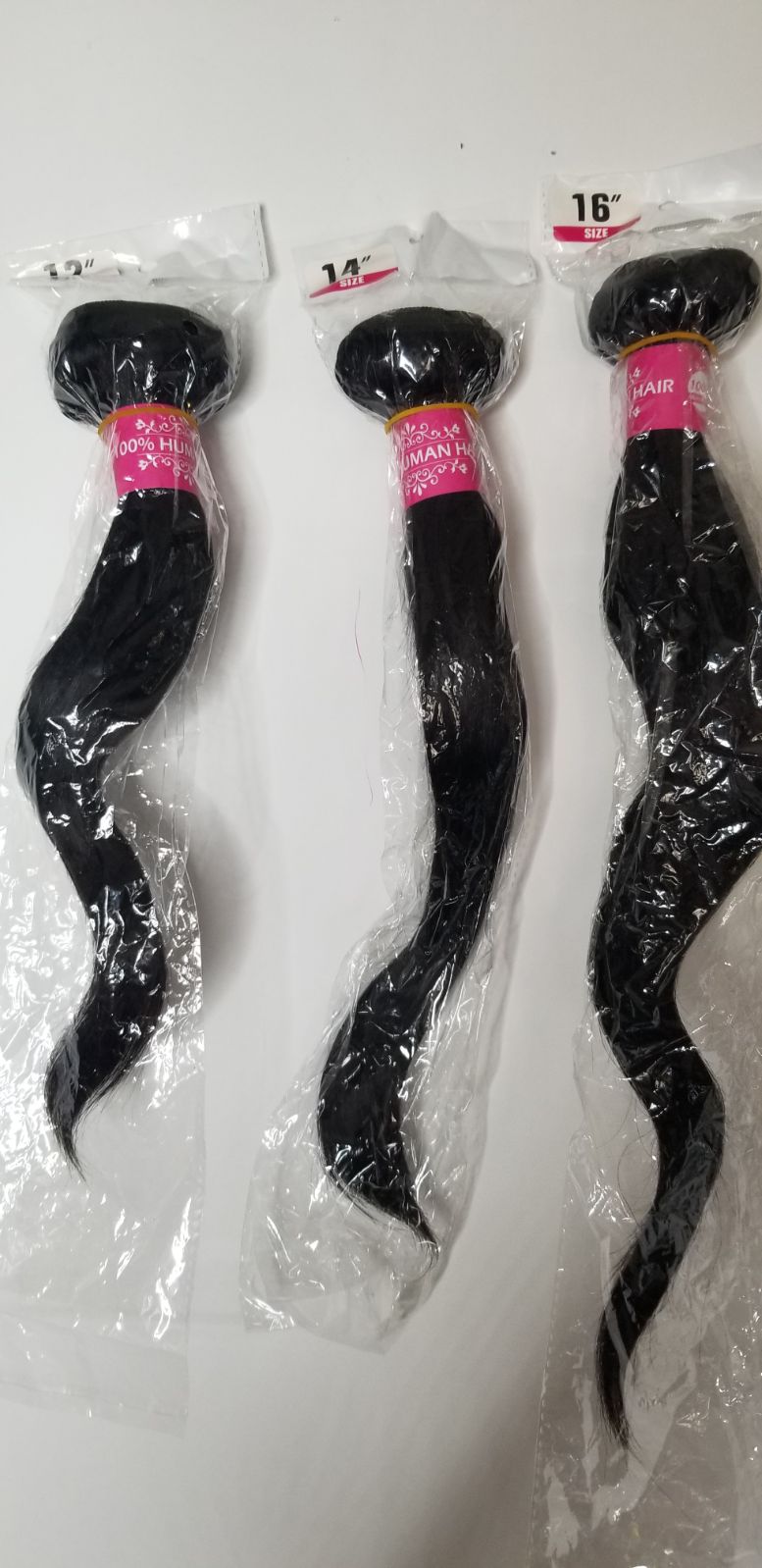 Human hair 3 bundles 12 14 16