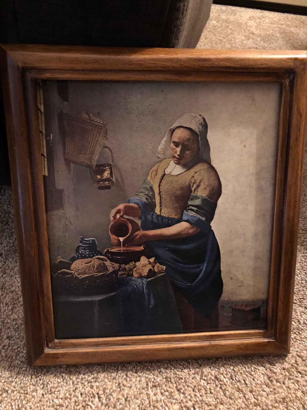 Vintage The Milkmaid by Johannes Vermeer Framed Wall Art