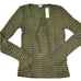 NWT Lucky Brand Olive Green Stripe Lace Up Ribbed Henley Top - SIZE M