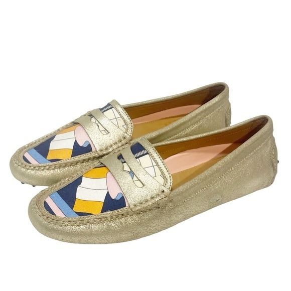 Peter Millar Size 8 Multi Color Tan Slip on Leather Driving Loafer