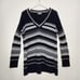 Vince Black & White Textured Stripe Knit V Neck Sweater