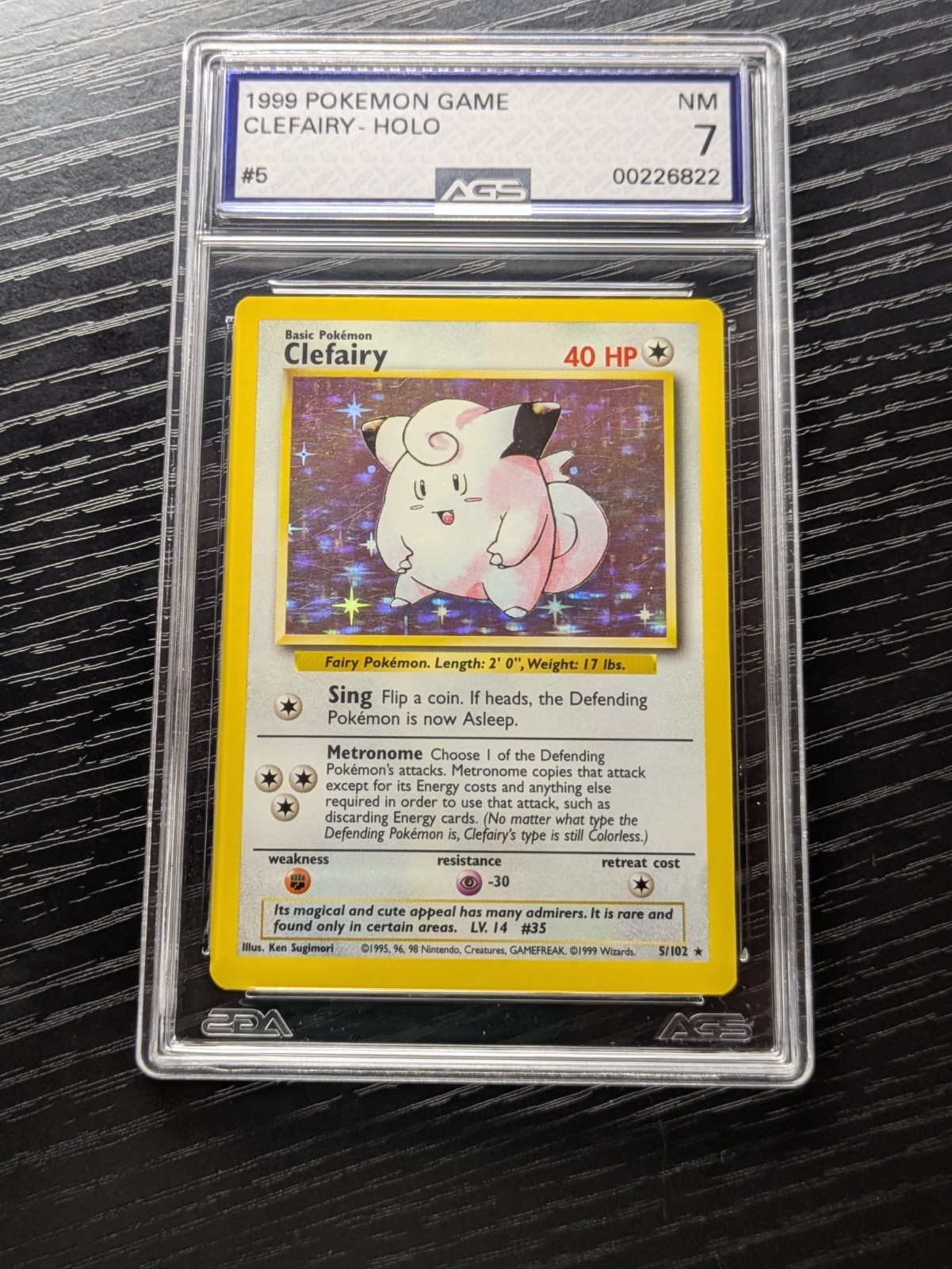 1999 Pokemon Game Clefairy Holo AGS 7 NM Graded Vintage