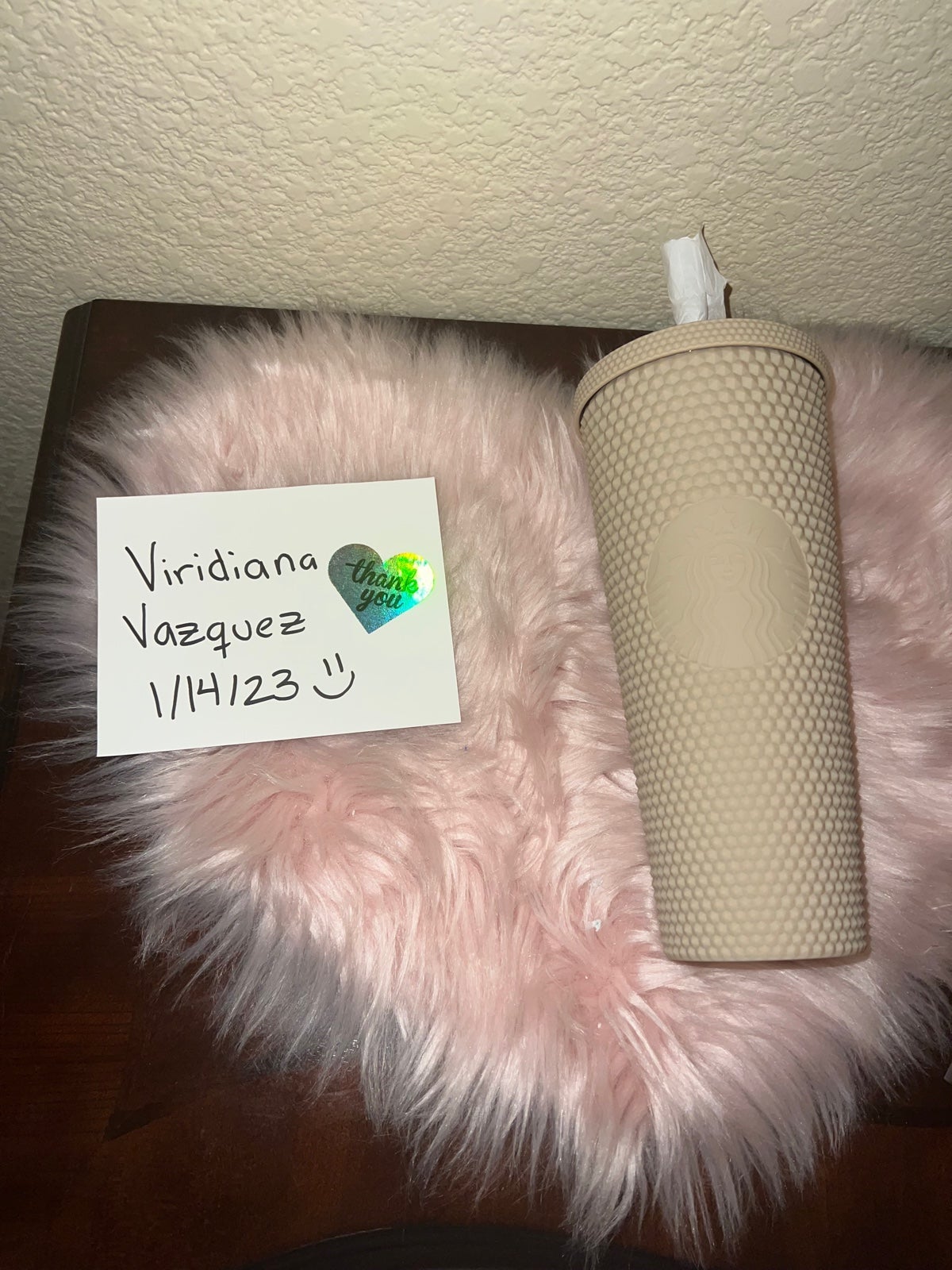 BNWT Starbucks frosted Tan studded Tumbler Cold Cup 710ML 24oz