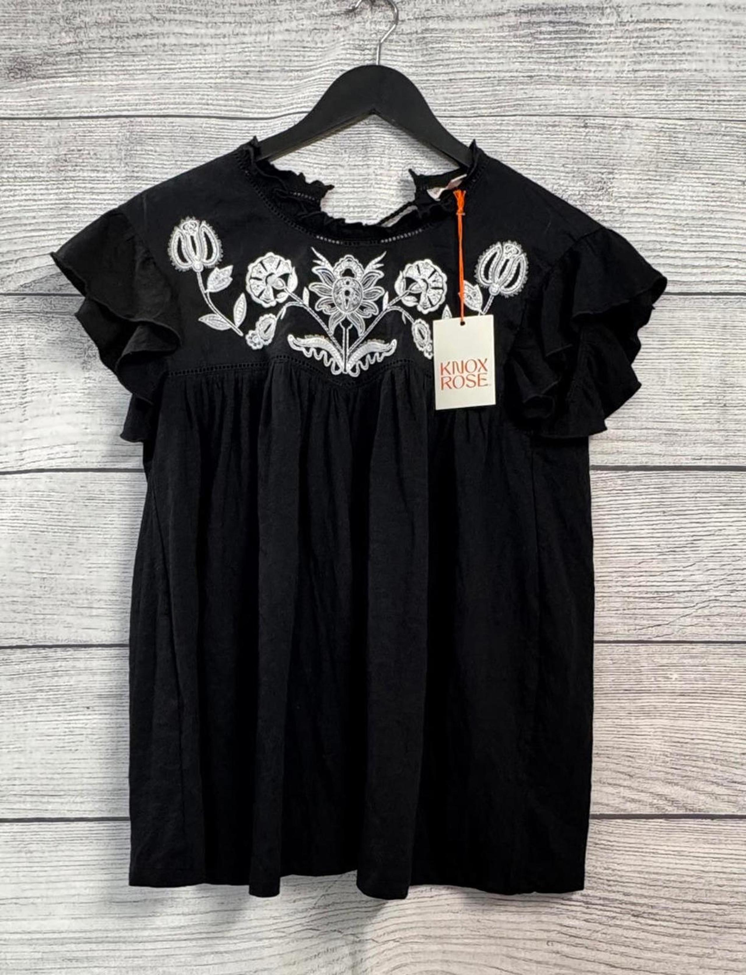 Knox Rose Black White Embroidery Blouse Women Size Large