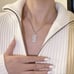 18k White Gold Filled Sparkly Zircon Pendant Bar Necklace