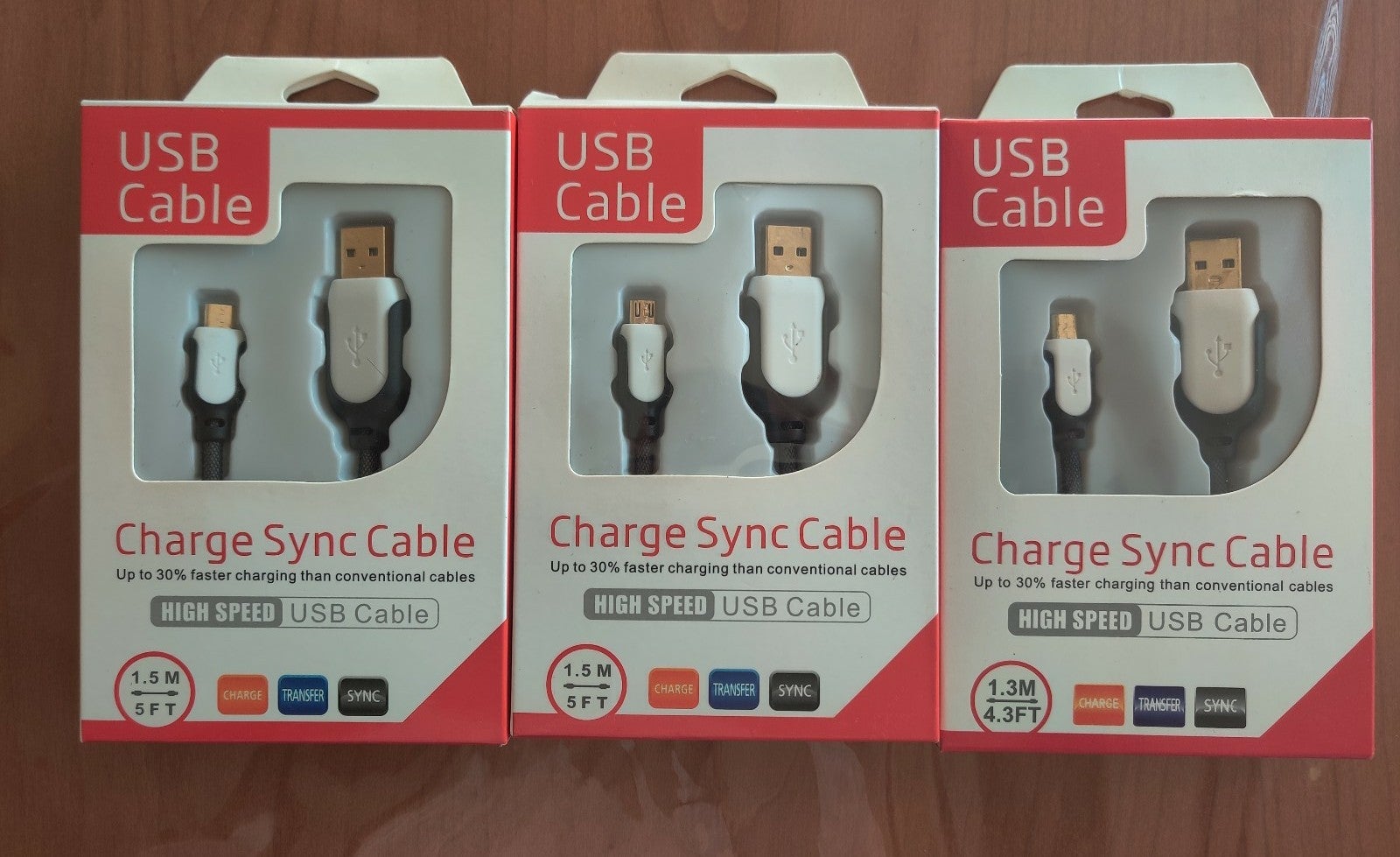 3-Count Charge Sync Micro USB 2.0 Cable Nice Quality High Speed Ultra Fast