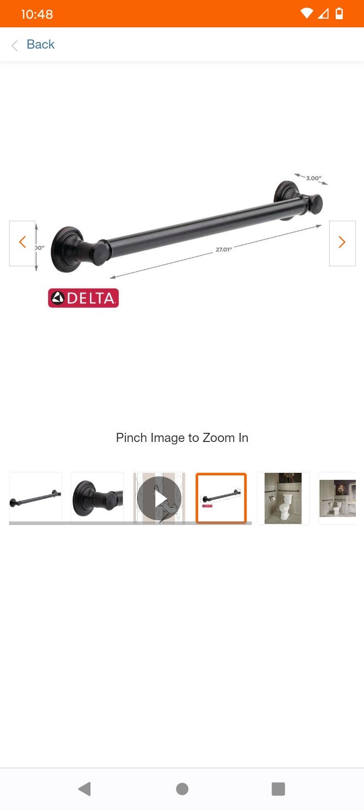 Delta 41624-RB 24 venetian bronze grab bar 1 1/4
