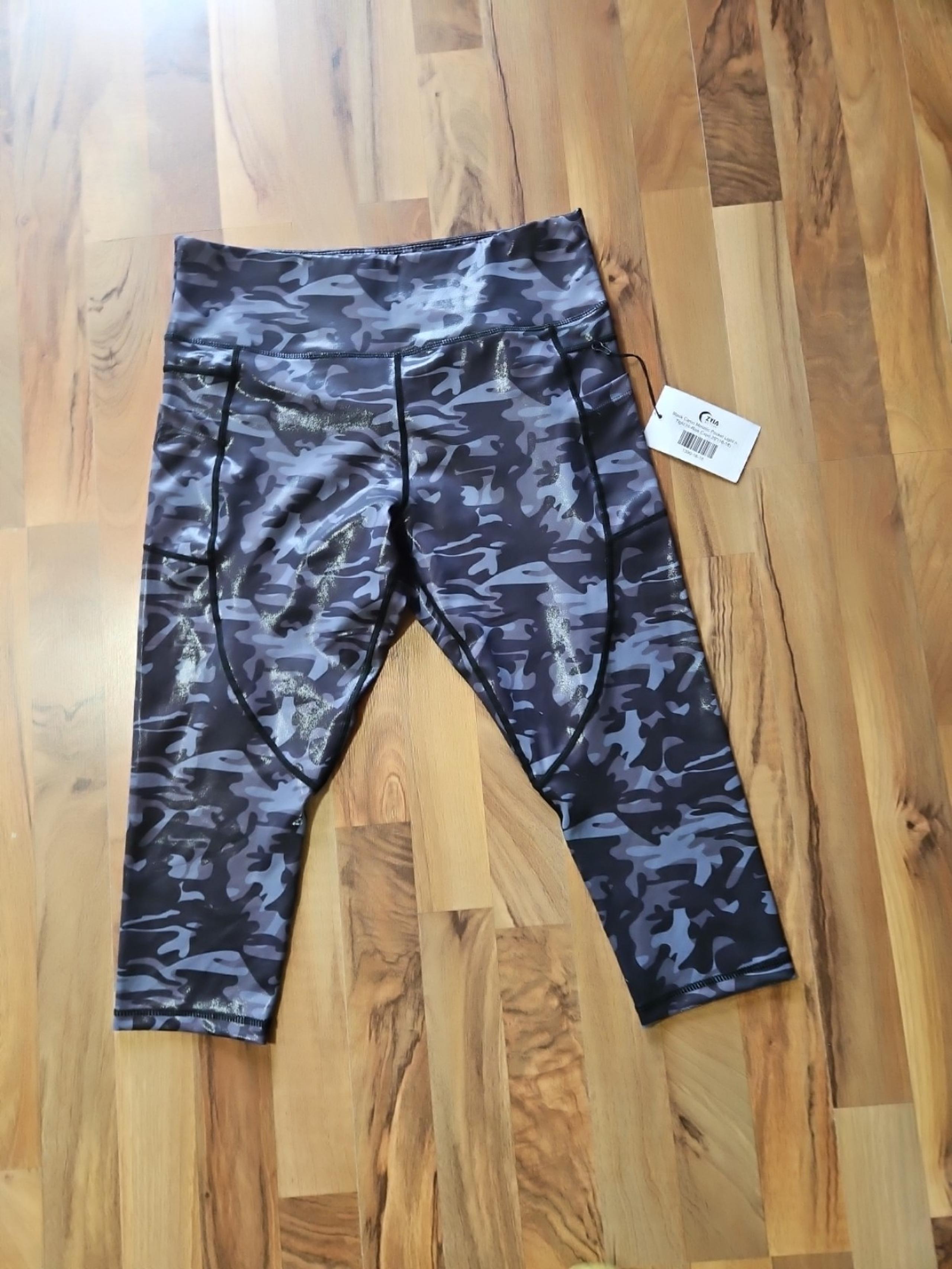 Zyia Active NWT Black Camo Metallic Leggings Women's Size 16-18