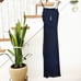 NWT Banana Republic Navy Beige Polka Dot Pleated Maxi Dress Belted Waist Size 4