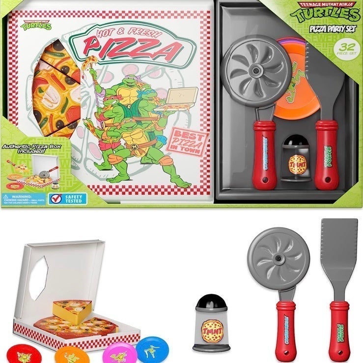 AUTHENTIC Teenage Mutant Ninja Turtles TMNT PIZZA PARTY SET Collectable Toy 14pc