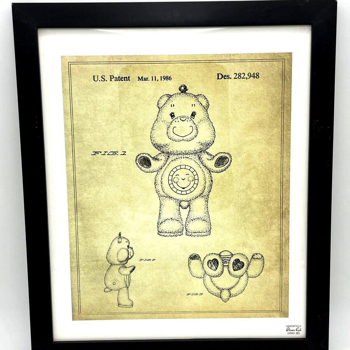Vintage Care Bears FUNSHINE Bear Framed Art by OLIVER GAL 2013 17x20