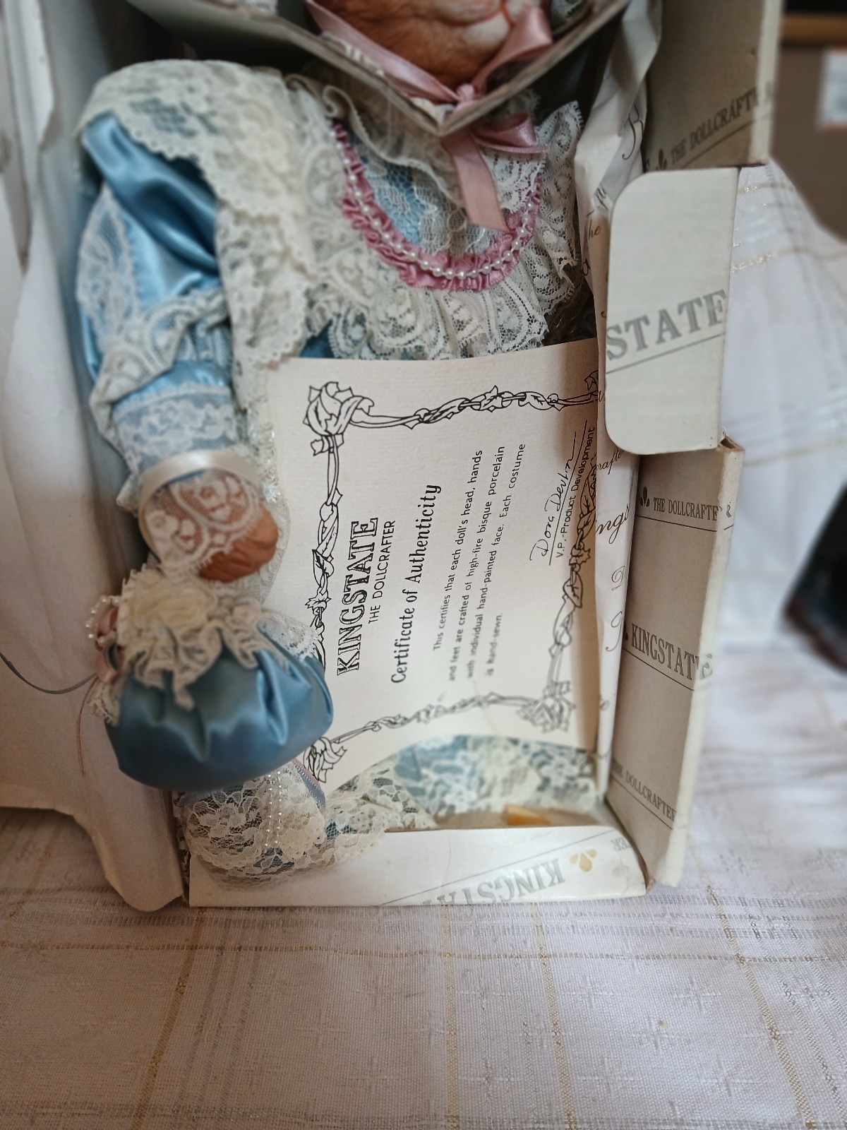 Vintage porcelain Victorian Cat Doll by KINGSTATE