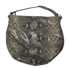 Michael Kors Purse Fulton Leather Python Reptile Embossed Hobo Shoulder Bag Snak