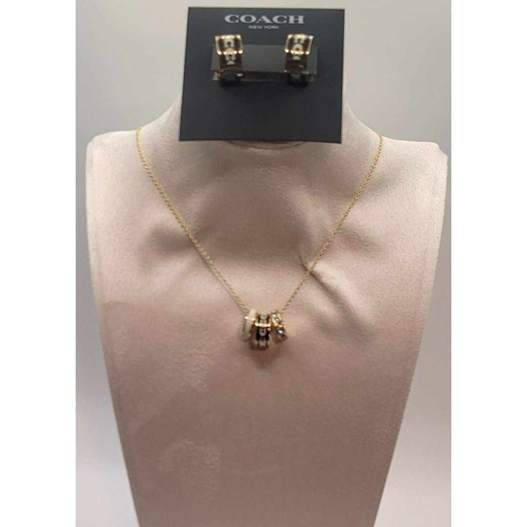 NWT - Enameled Coach Cuff Earrings & Necklace - Beautiful