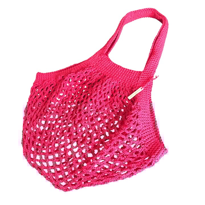French Inspired Handcrafted Market Bag Red Crochet Tote Shopping Bag