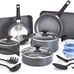 Nonstick Cookware Set with Glass Lids,21 Piece, Black