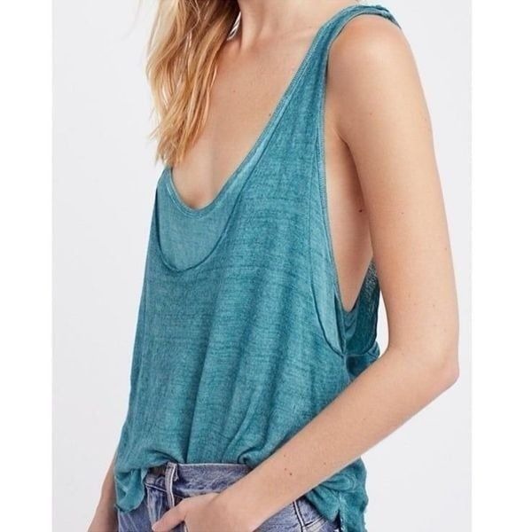 FREE PEOPLE | WE THE FREE Teal Karen Layered Tank Top Women’s Size Small