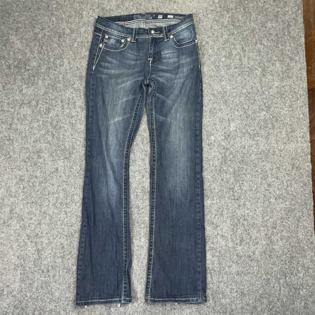 Miss Me Jeans Womens Size 31 Blue Denim Bootcut JP5033 Fleur De Lis