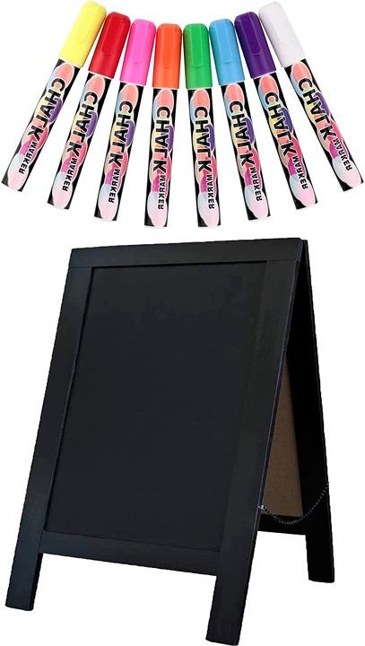 Rustic Whitewash Double Sided Chalkboard with 8Pcs Liquid Chalk Markers
