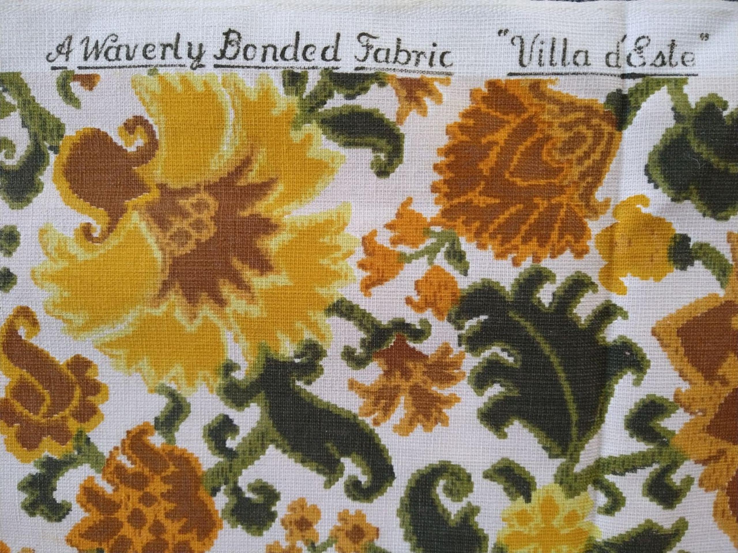 Waverly bonded vintage  retro "Villa d'Este'" floral mod 10 yards fabric