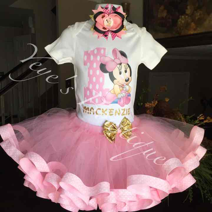 minnie mouse 1st birthday outfit pink and gold