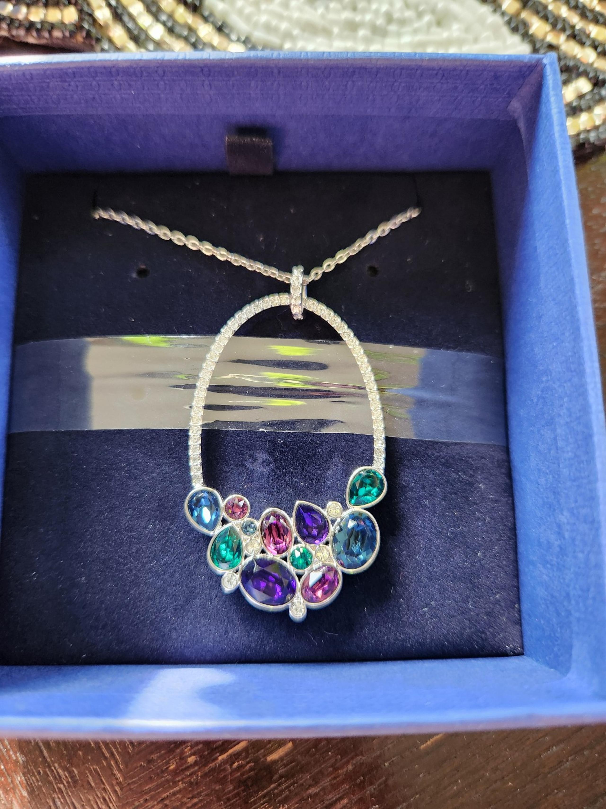 Swarovski Women's Branch Rhodium Plated Multicolor Crystal Necklace 5076872