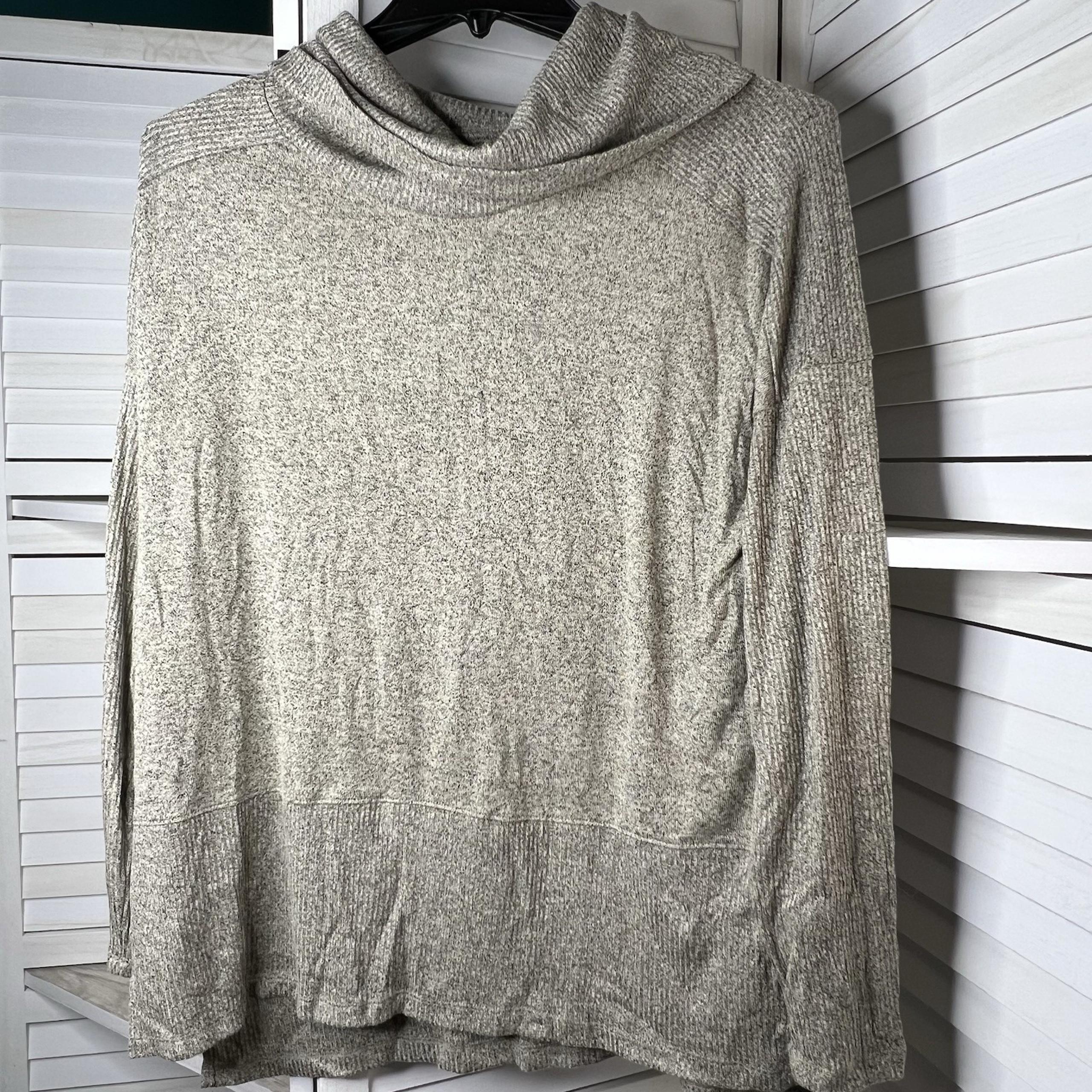NWT Maurices Gray Cowl Neck Sweater Women's Large Soft Stretch Long Sleeve Top