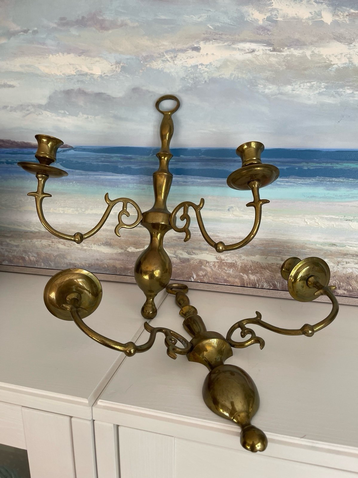 Vintage Pair of Brass Sconces
