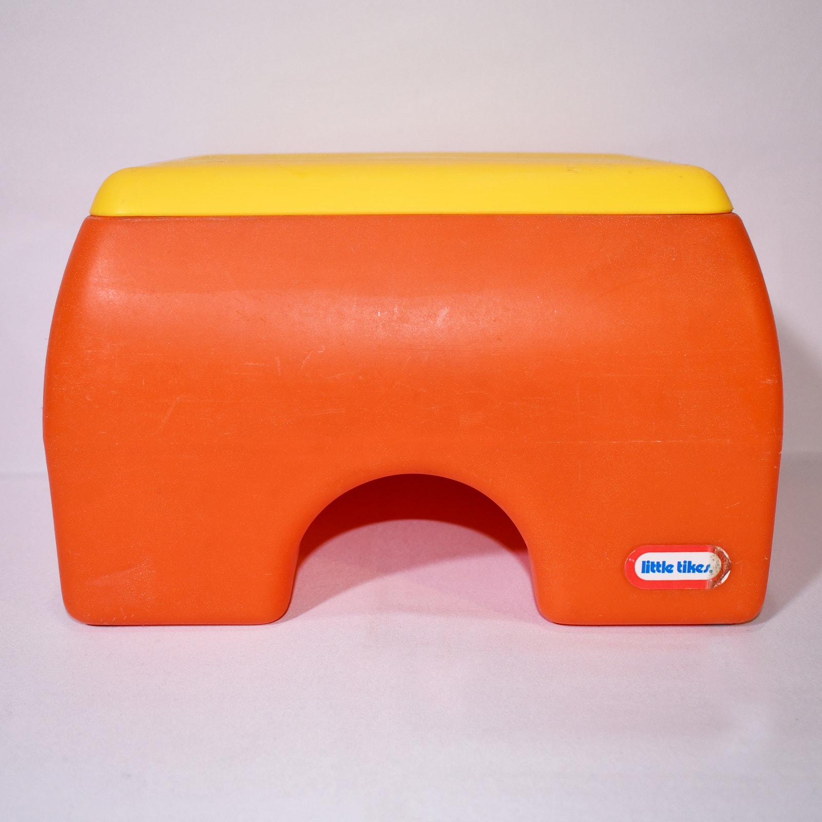 Vintage Little Tikes Child Toddler Step Stool Orange/Yellow Plastic Seat 0125!!!