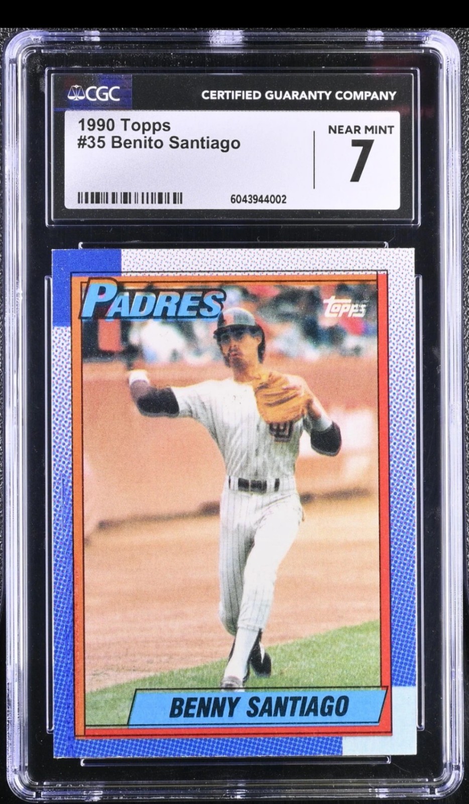 Topps 1990 Slabbed & CGC Graded Misprint Baseball Card Benny Santiago w/Padres
