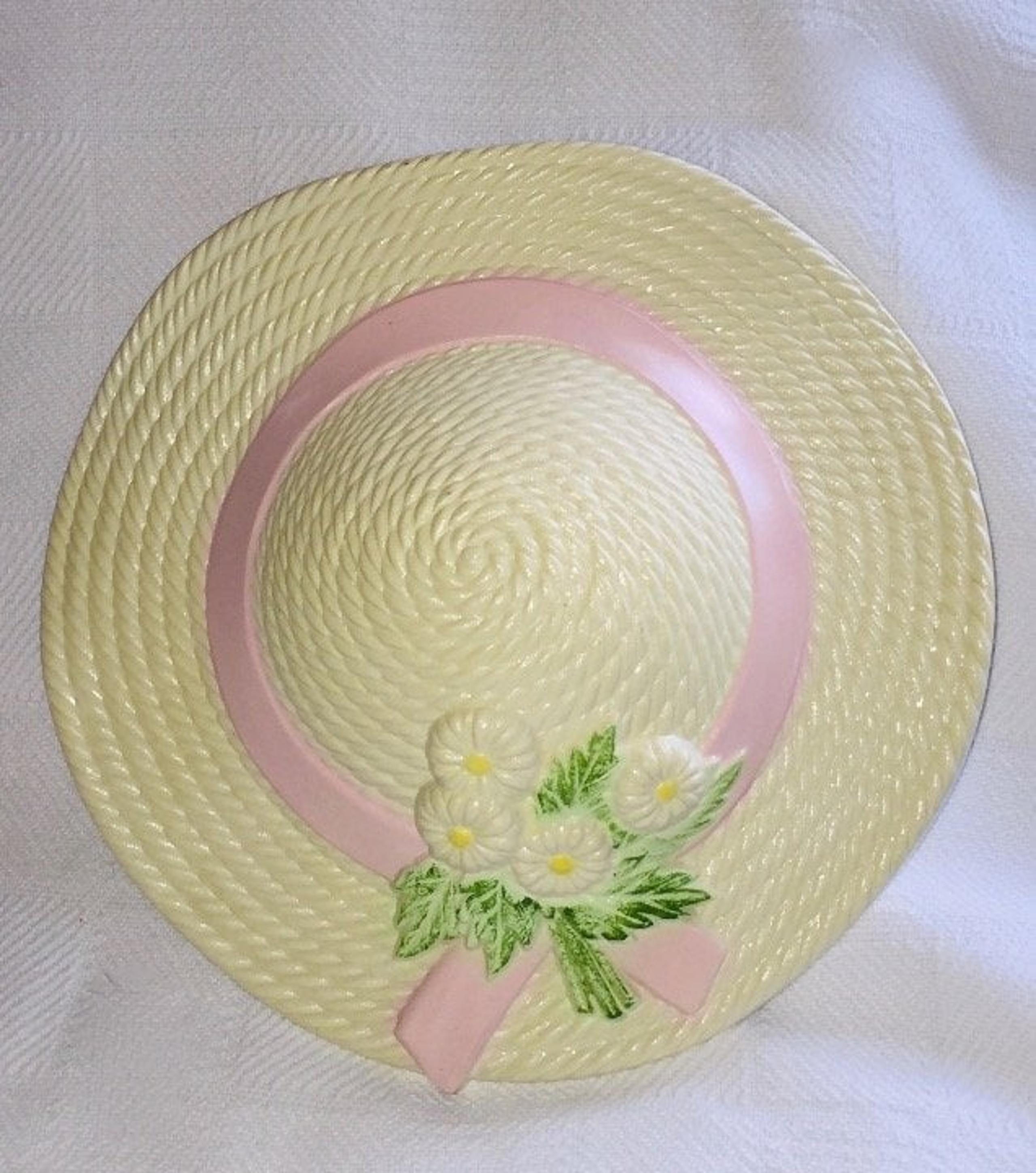 Vintage Burwood Plastic Straw Bonnet/Hat Wall Pocket
