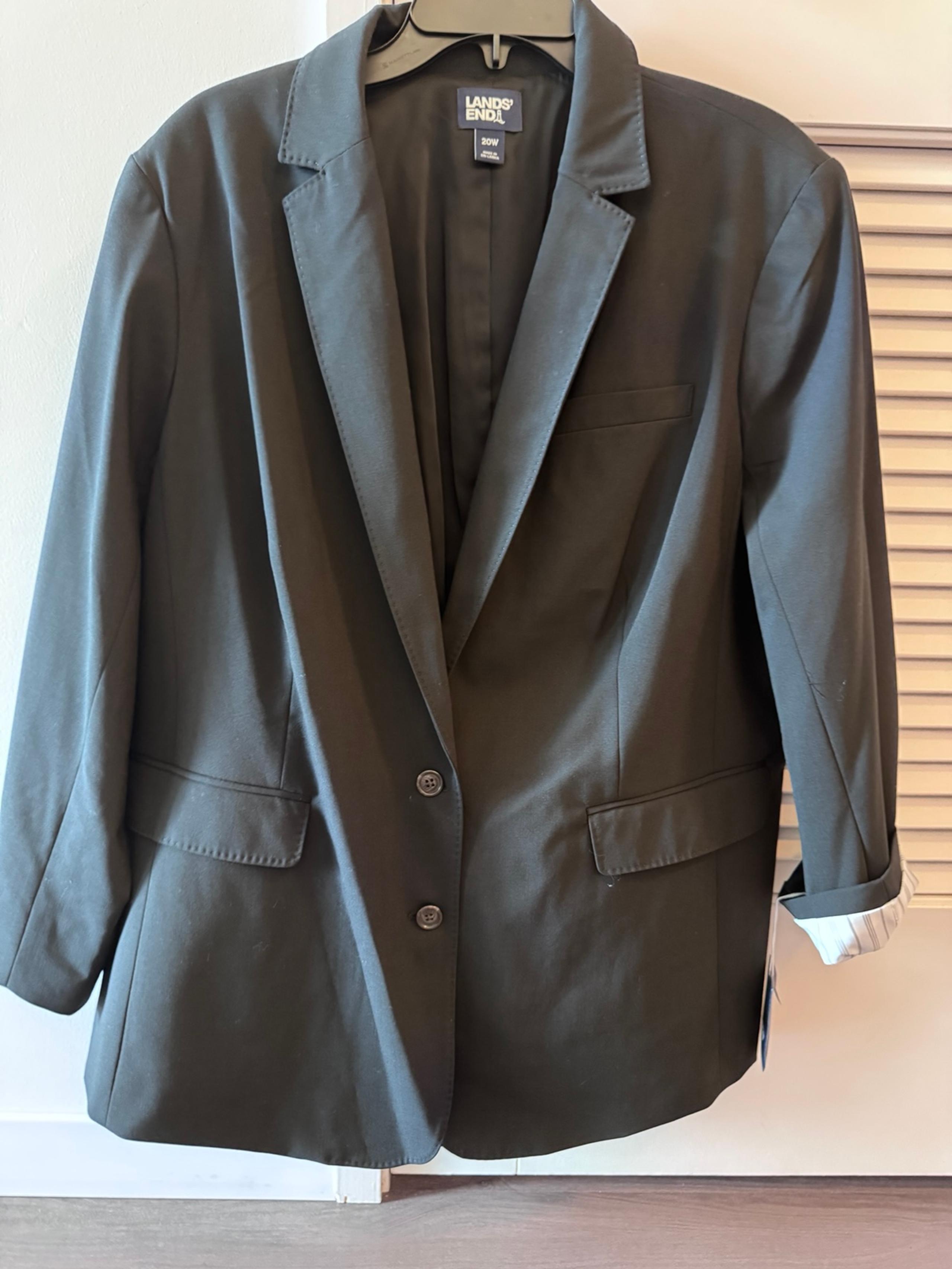 Lands End Washable Wool Black Suit Blazer - size 20 - Lands' End