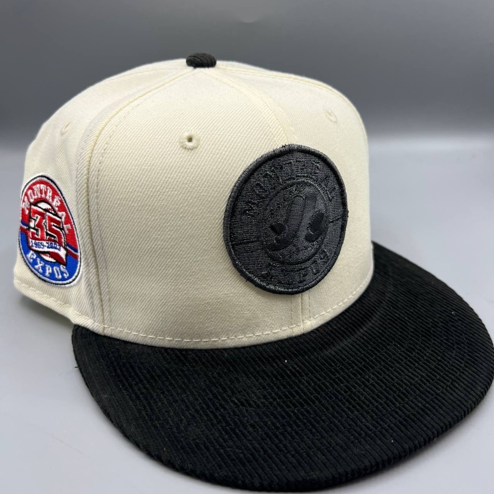 Montreal Expos Hat Men 7 1/2 White Black 59Fifty New Era Fitted Cap