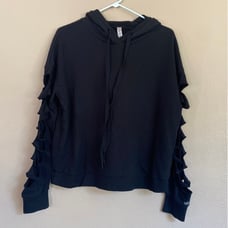 Alo hooding with distressed sleeves