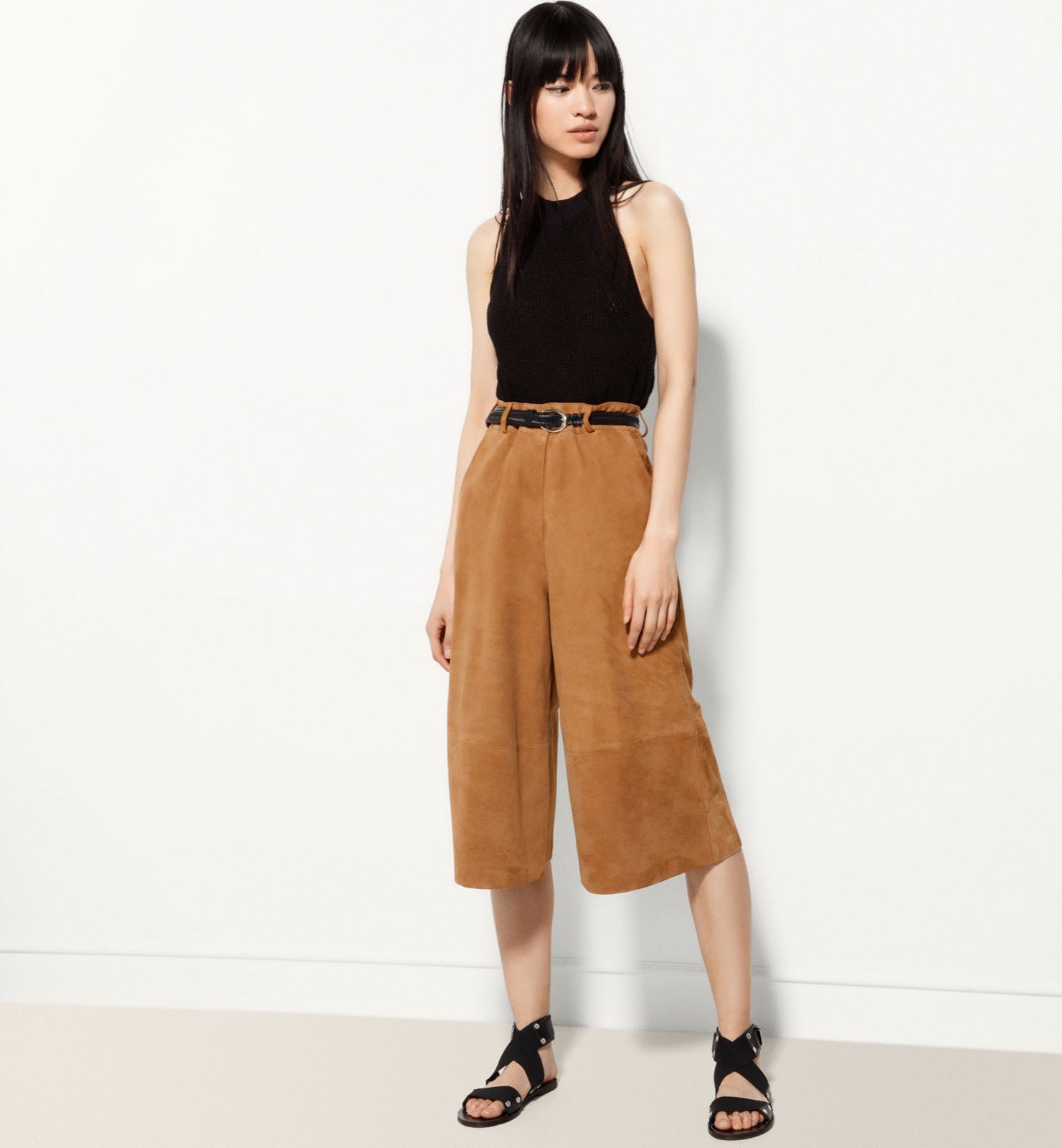 Massimo Dutti Natural Leather Suede High Rise short