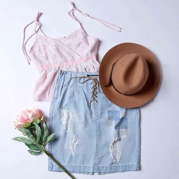 LACE UP SKIRT | BOHO SKIRT | JEAN SKIRT