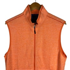 Robert Graham Mens Lightweight Soft Fleece Orange Full Zip Golf Vest Sweater L