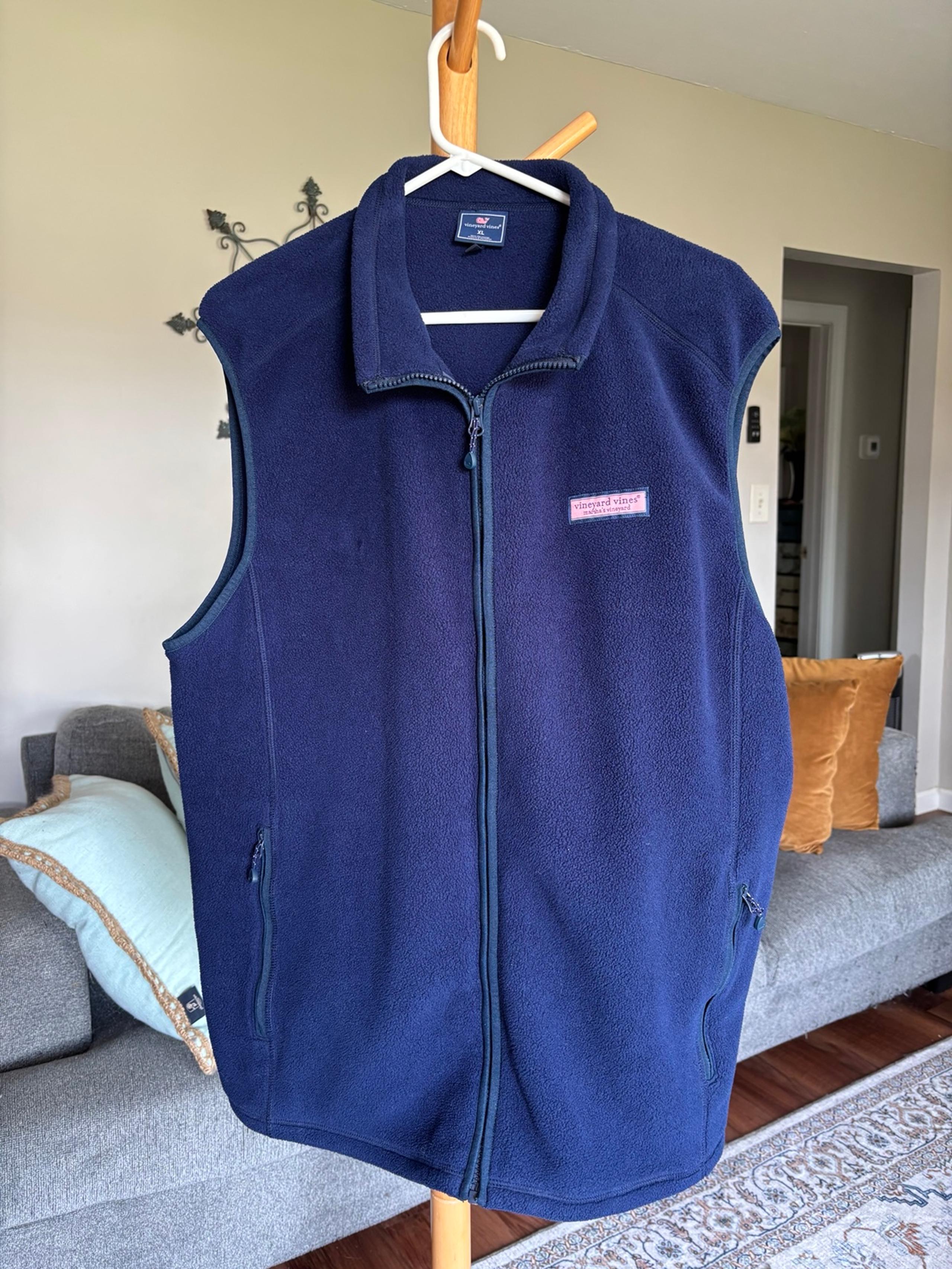 Vineyard Vines Martha's Vineyard Navy Blue Full Zip Fleece Vest Men's Size XL