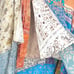 Womens Boho Hippie Artsy Beach Mixed Media Patchwork Tie Wrap Midi Skirt Size OS