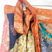 Womens Boho Hippie Artsy Beach Mixed Media Patchwork Tie Wrap Midi Skirt Size OS