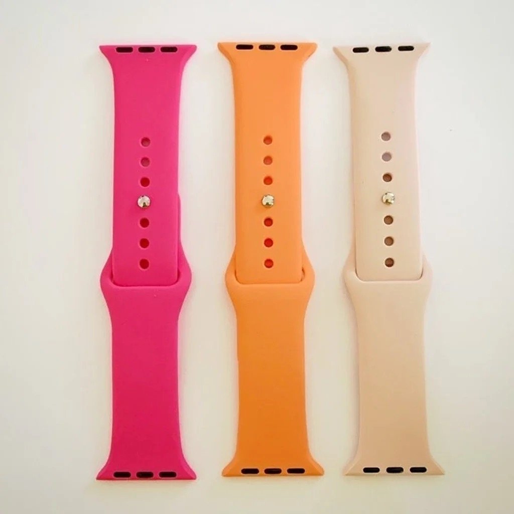 Apple Watch Pink, Light Orange, Hot Pink 3 Piece Silicone Band Strap 38/40/41 sm