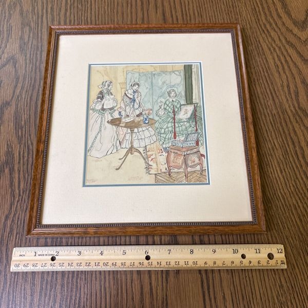 Vintage French Fashion Print Professionally Framed & Matted - Victorian Dresses?